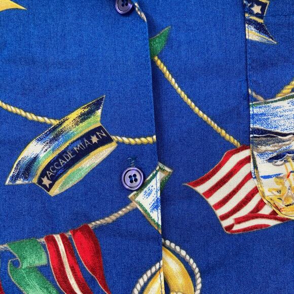 Vintage USA Sailor Cruise Resort All Over Print Novelty Button Up Blouse Women’s - Picture 5 of 11